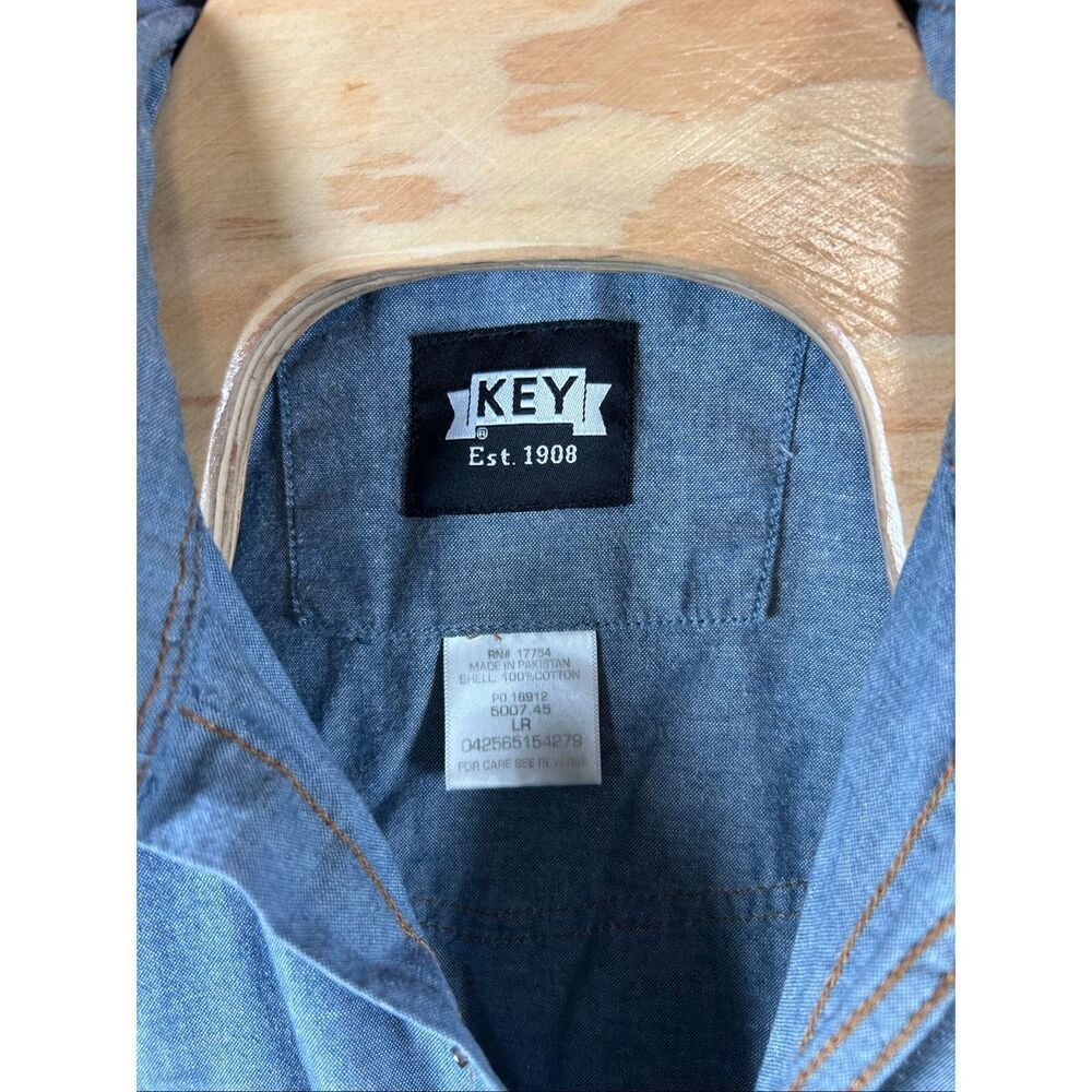 KEY Light Denim Short Sleeve Work Shirt Large R - Picture 5 of 5